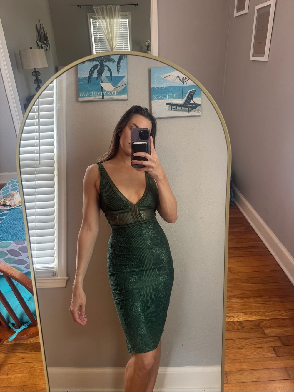 PrettyLittleThing Deep Green V-Neck Bodycon Midi Dress